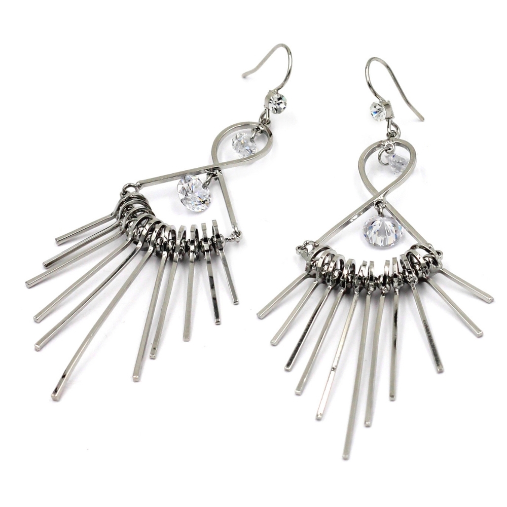 Silver noble tide crystal earrings